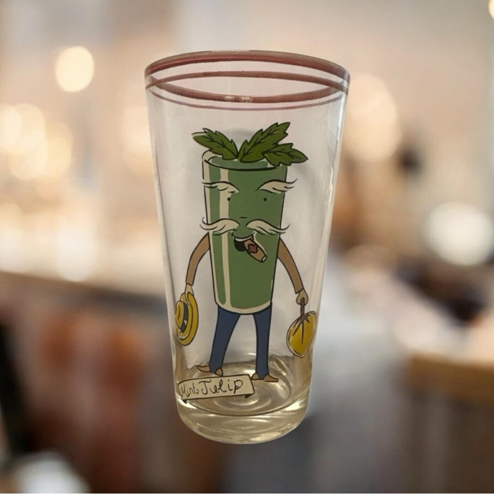 Vintage Hazel-Atlas Menagerie Anthropomorphic Cocktail Glass- Mint Julep